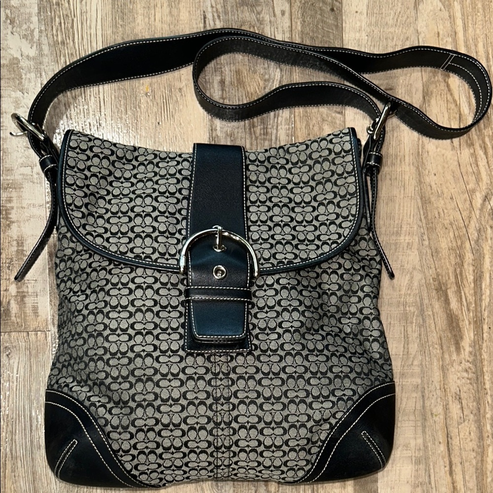 Coach Black and Gray Signature Crossbody soho Shoulder Bag